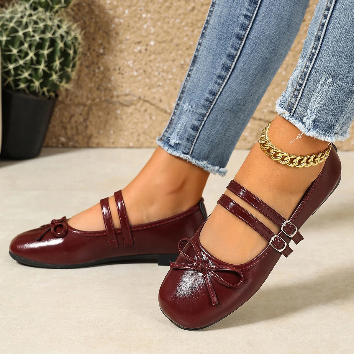 Frühlings- und Herbst-Neuheit: Bequeme Arbeits- und Freizeitschuhe mit eckiger Zehenpartie für Damen, modische und heiß begehrte sexy flache Schuhe mit Schleife. – Detail 4