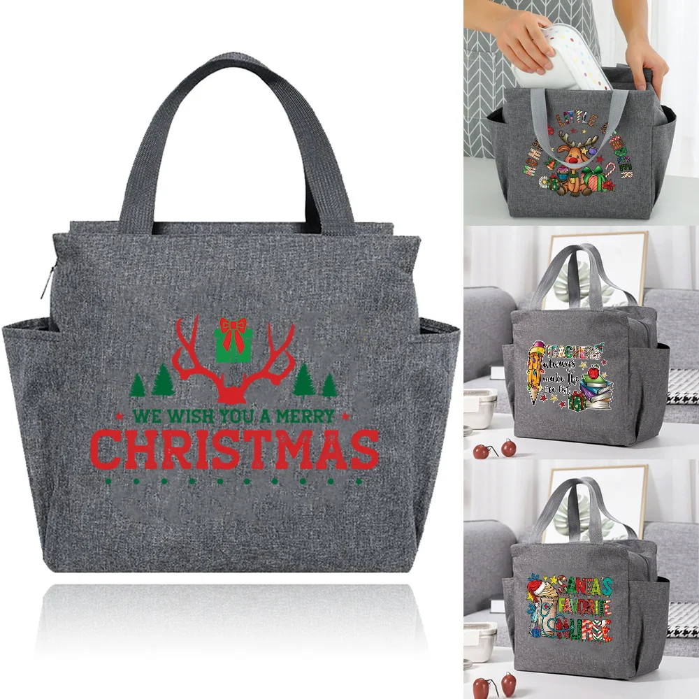 Insulated Lunch Bag for Women Kids Cooler Thermal Pouch Christmas Series Portable LunchBox Ice Pack Tote Food Picnic Bags