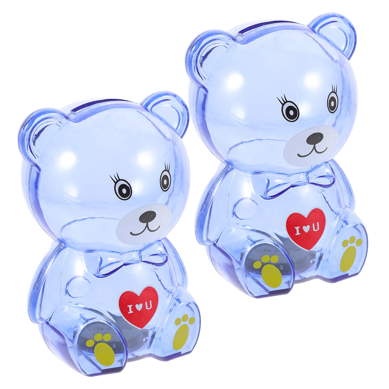 2 Stuks Clear Bear Spaarpot Transparante Geldpot voor Kinderen Compact Muntcontainer Tafelblad Spaarbank Thuiskantoor Decor