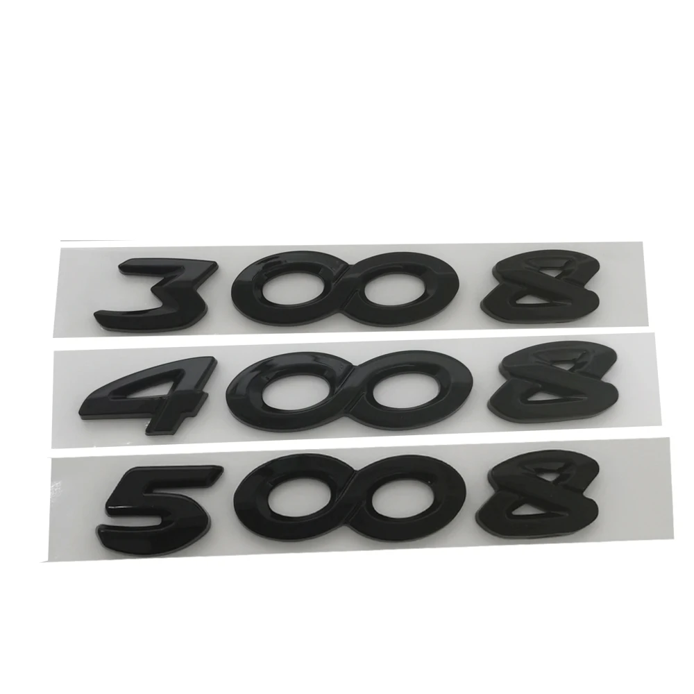 Pegatinas Negras con Insignia para Emblema Peugeot 4008 3008 5008, Pegatina Trasera para Camioneta Peugeot 308 3008 4008 5008 GT