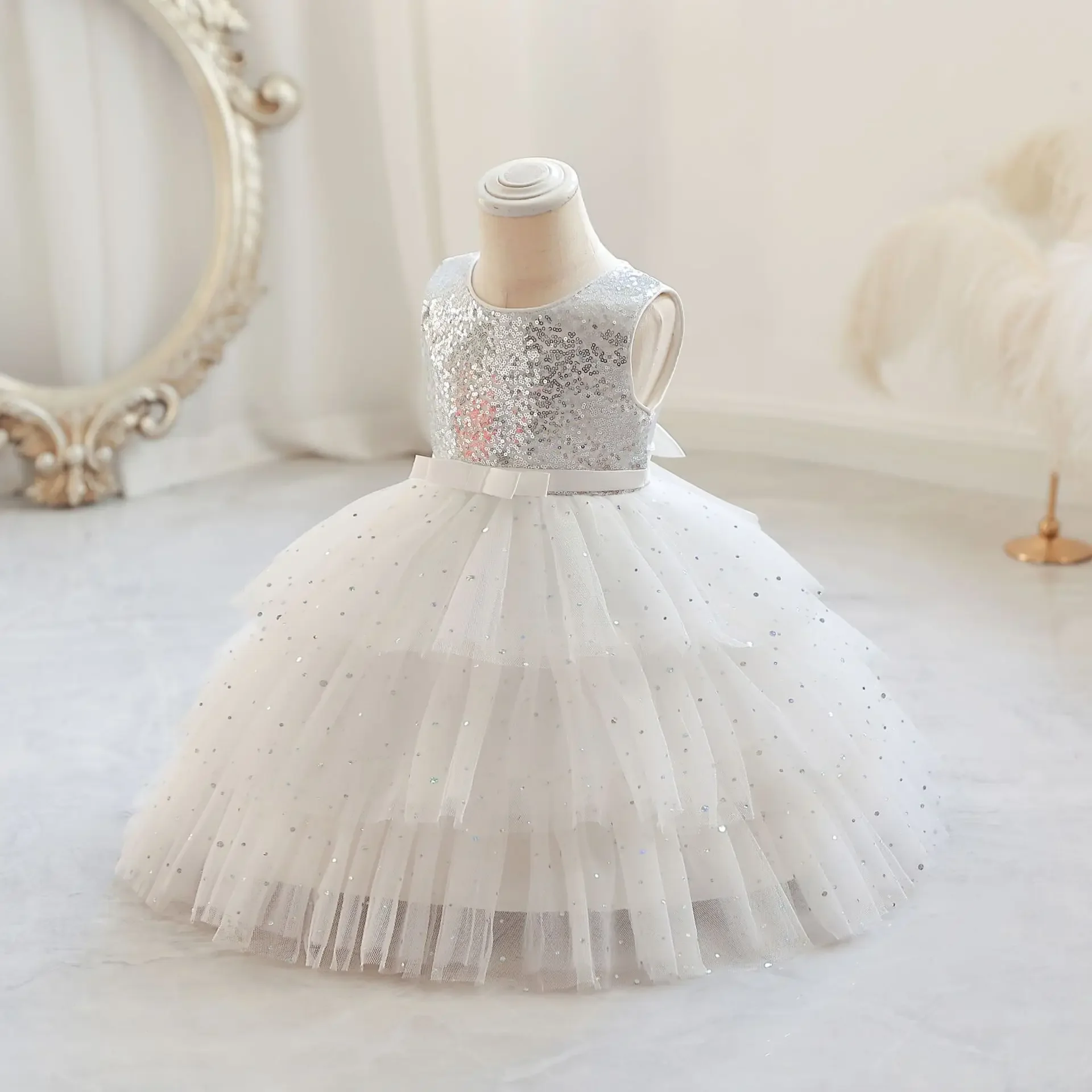 Pink Infant Gowns Baby Girl Dress Toddler Birthday Party Costume Sleeveless Butterfly Sweet Princess Summer Tutu