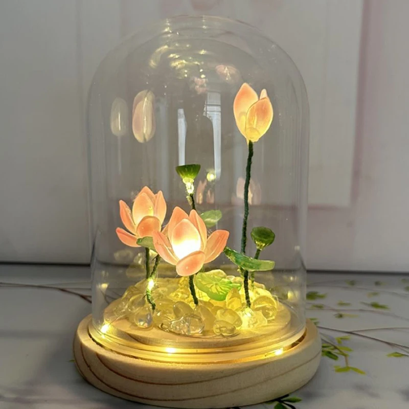 DIY Handmade Night Light Bedside Light Home Decoration Lotus Nightlight Birthday Gift Lotus Material Package