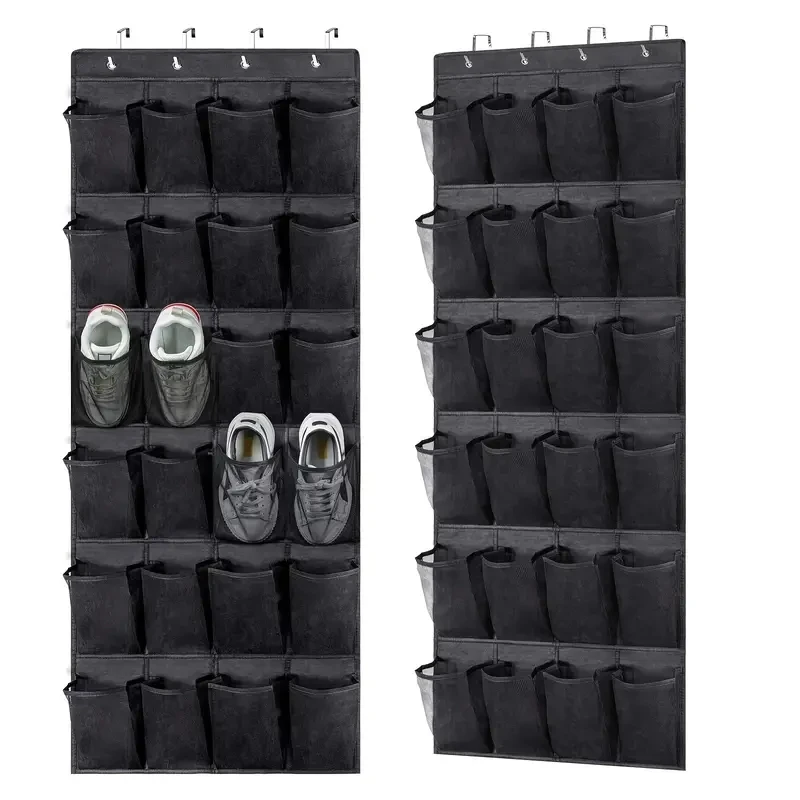 

C2 1pc Over The Door Shoe Organizer Hanging Closet Holder Hanger Storage Bag Rack With 24 Large Mesh Pockets Home Organization