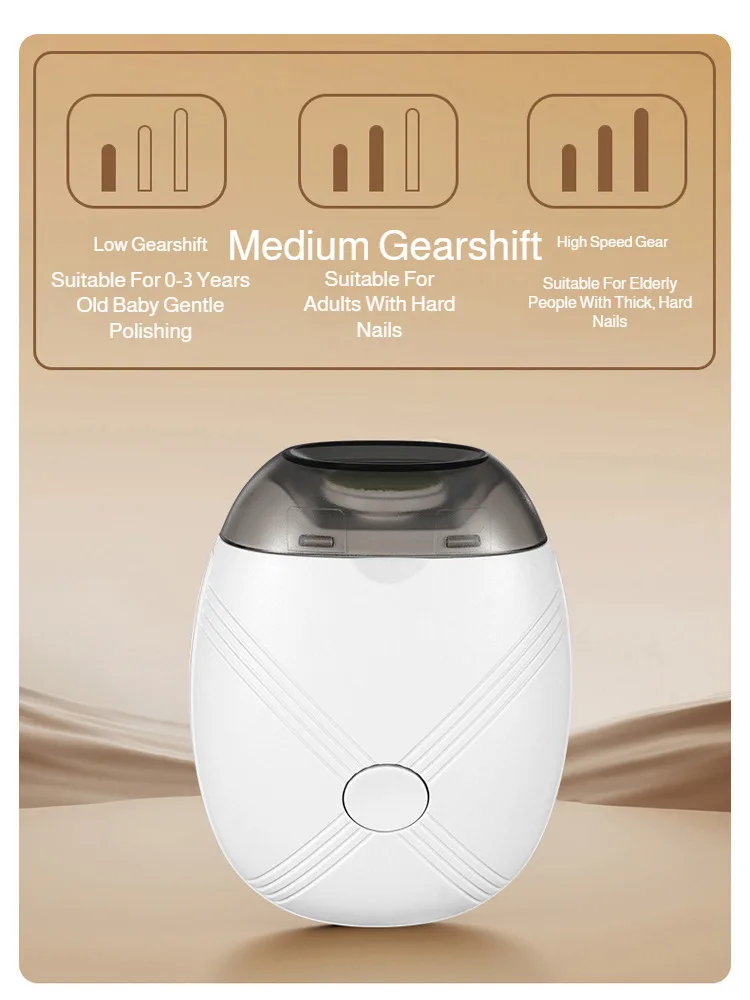 ベビー電動ネイルトリマー USB充電式ネイルトリマー LEDライトと3段階の速度調整機能付き 指爪カッターポリッシャー