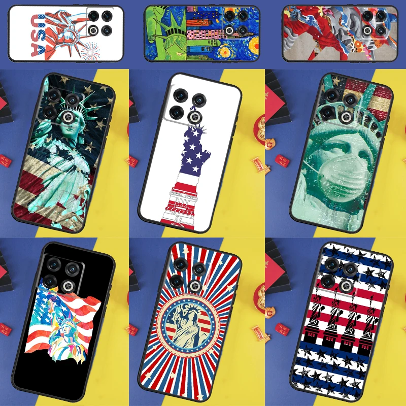 America USA Flag Statue of Liberty Case For OnePlus 11 10 Pro 8 9 Pro 8T 9RT 10R 10T Nord 2T CE 2 Lite N10 N20 N100 N200 Cover