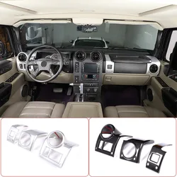 For Hummer H2 2003-2007 ABS Silver Car Dashboard Side Air Conditioner Outlet Frame Decorative Sticker Car Interior Accessories