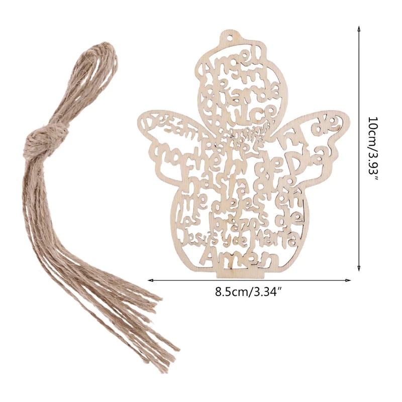 12 pz/pacco angelo scavato in legno per ornamenti per bambole ciondoli abbellimenti per progetti di artigianato artistico fai da te decorazioni per