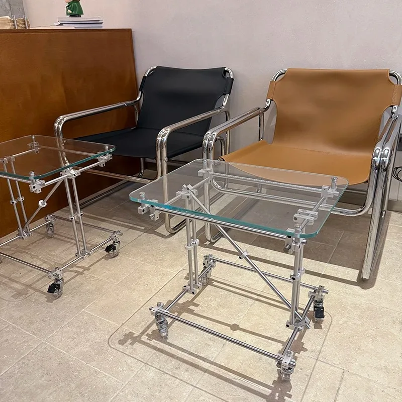 Acrylic Movable Coffee Table Optical Axis Cart Nordic Living Room Sofa Side Transparent Gradient Tea Tables Furniture