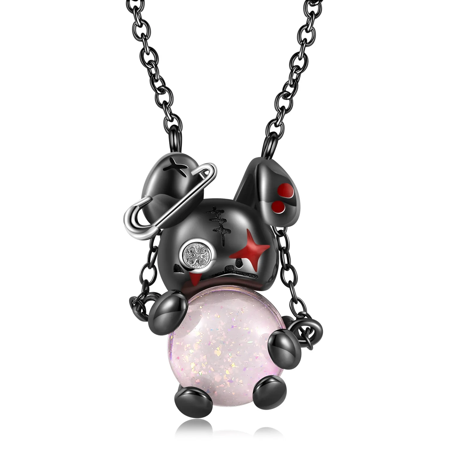 Violent Doll Rabbit Silver Plating Black Gold Necklace Dropping Glue Powder Necklace Ornament Sweater Chain