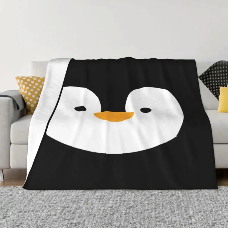 Cute Penguin Face Fuzzy Blanket Cartoon Animal Custom Throw Blankets for Home 150*125cm Back Piece