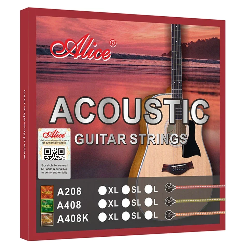 Alice A408 Full Set Acoustic Guitar Guitarra Strings Light Super Light Guitar Accessory Coated Copper Alloy Wound 6 Strings