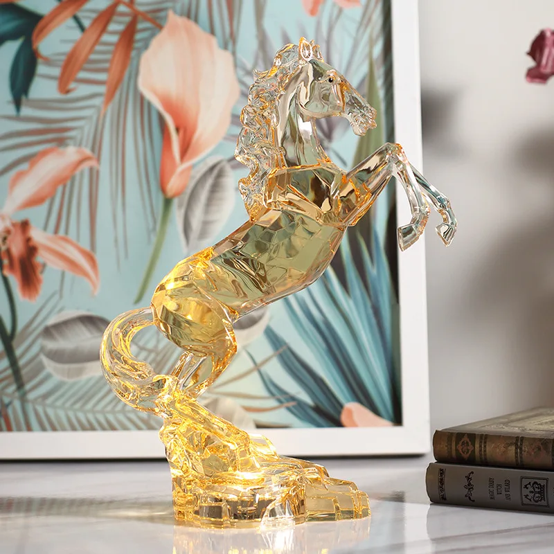 

Luxury High-End Acrylic Artwork Ornament Crystal Horse Statue Room Decor Study Office Desktop Decorations Sculpture Crafts Gifts