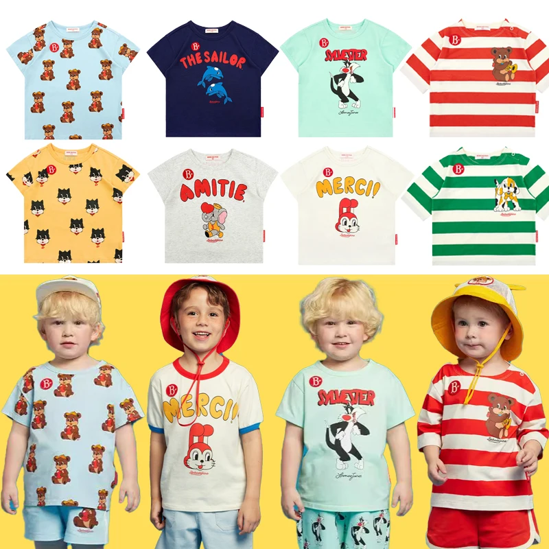 

2024 New Summer Kids Clothes Set Girls Printed Cartoon T-shirt Boys Casual Shorts Set