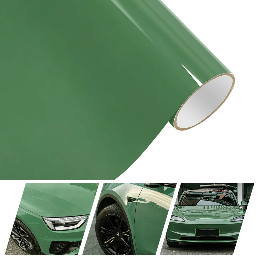 

Auratium Green Car Body PET Film Vinyl Wrap Decals Self Adhesive Air Bubble Free Sticker Auto Motorcycles Color Changing Films