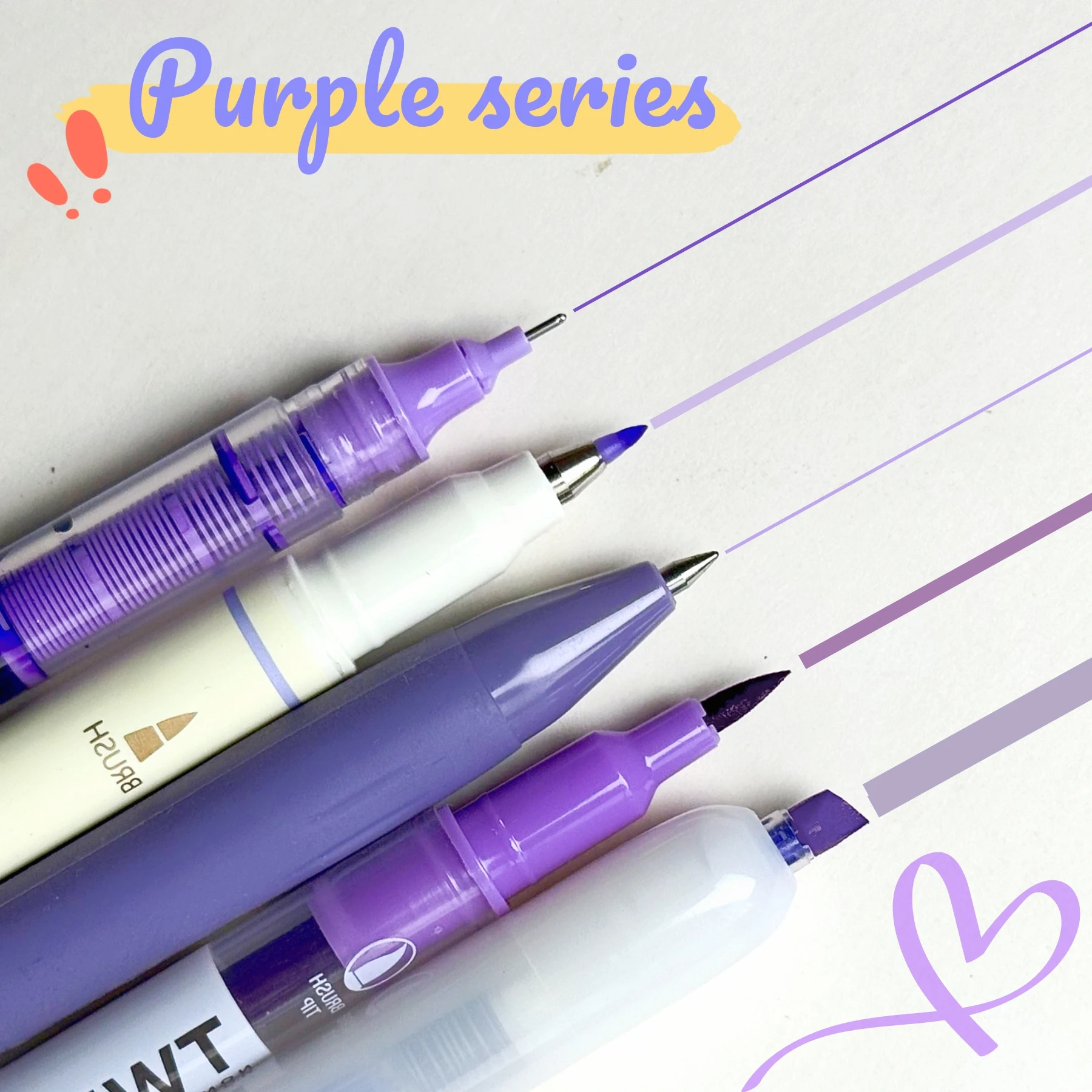 

5 фиолетовых ручек с различными наконечниками, подходящие для рисования, рисования, мелирования, школьных и художественных принадлежностей