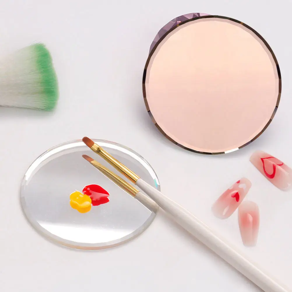 

4Pcs Nail Art Palette Mirror Surface Mixing Board for Nail Polish Blending Foundation Lipstick Pigments Professional Salon Home