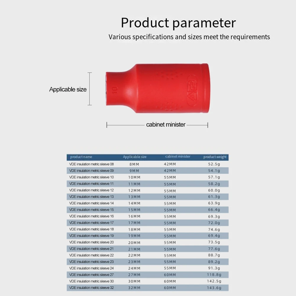 

Safety Tools Nut Insulated Socket Wrench 38 Ratchet Head Connector Hexagon 1000V Insulation Pressure Resistant