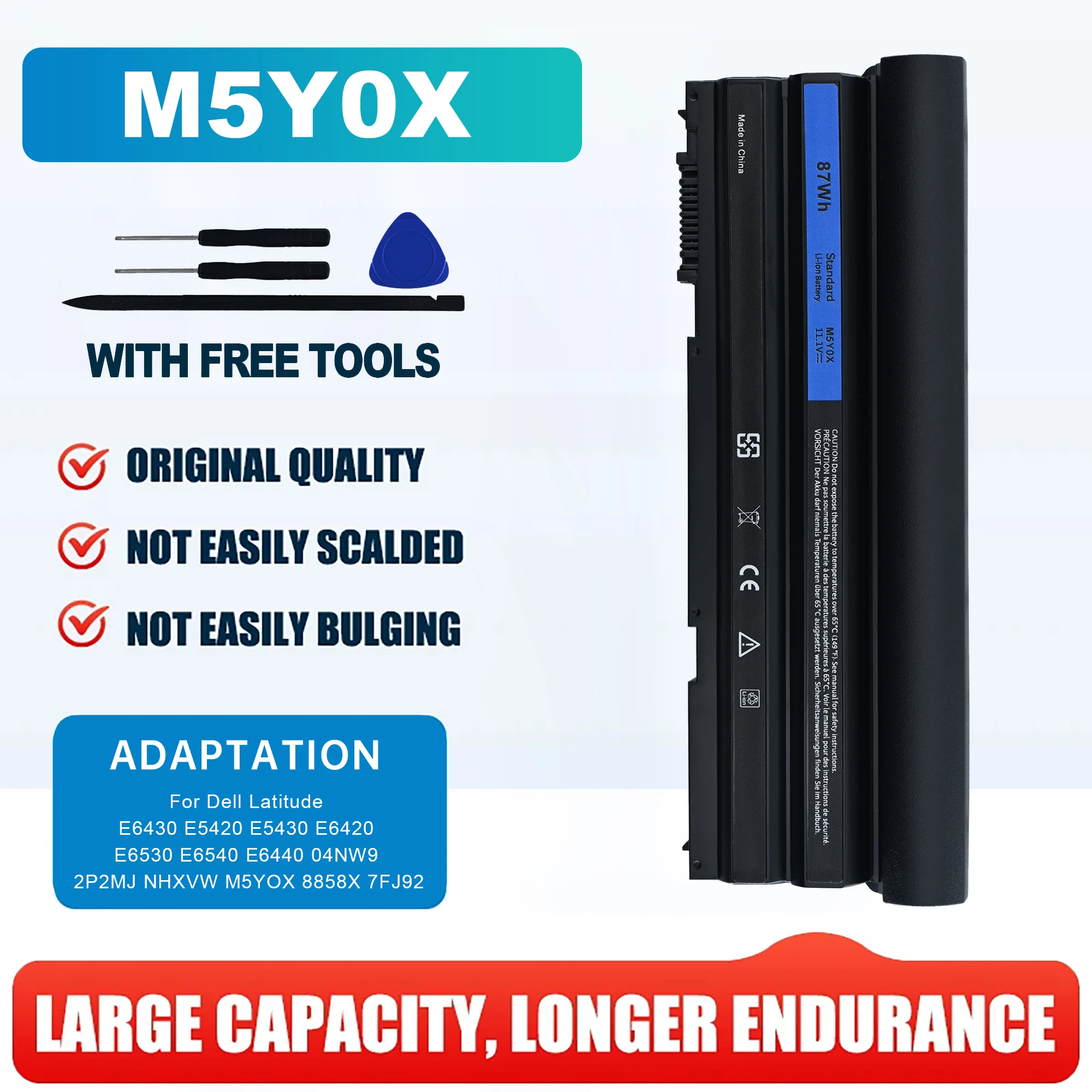 11.1V 9000mAh M5Y0X Laptop Battery For DELL Latitude E6420 E6520 E5420 E5520 E6430 E5530 E5430 71R31 NHXVW T54FJ 97WH