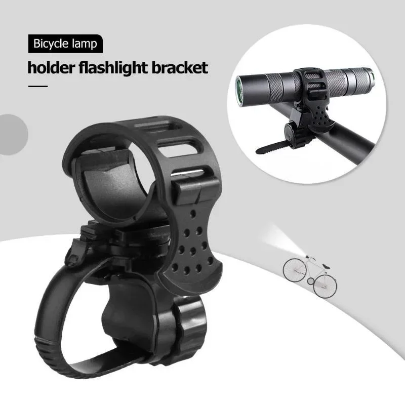 2021 Torch Clip Mount Bicycle Front Light Bracket Flashlight Holder 360Rotation With antiskid rubber waterproof Bike accessories