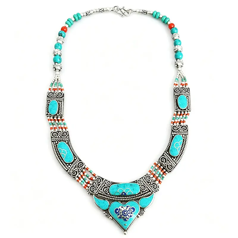 BOHO Vintage Necklaces Collection Copper Inlaid Big Pendant Necklaces Ethnic Jewelry TNL173