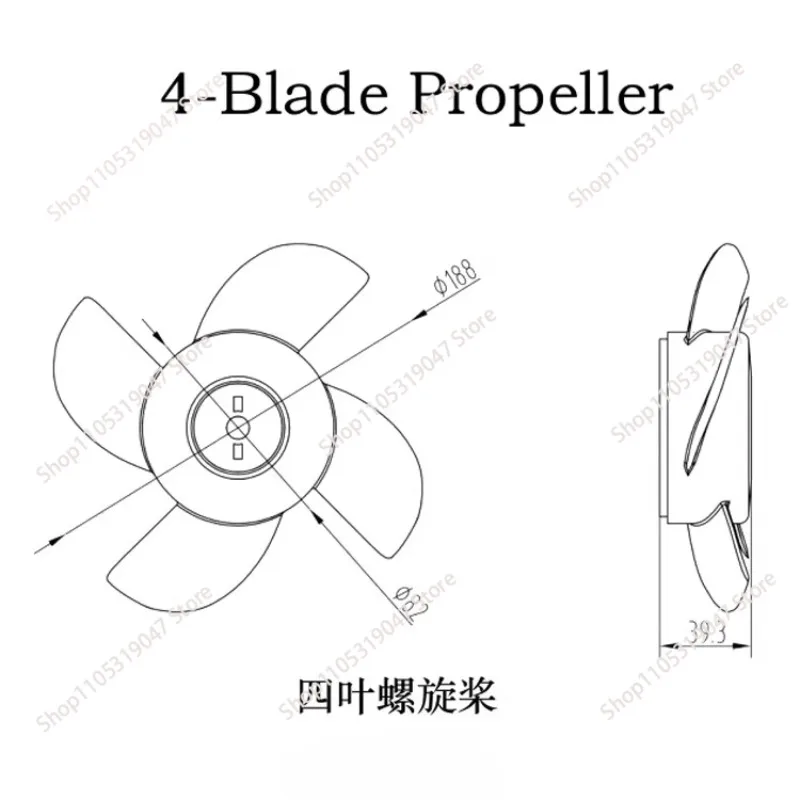 Four-blade propeller blades, suitable for marine electric propulsion motors, electric propellers, outboard machines