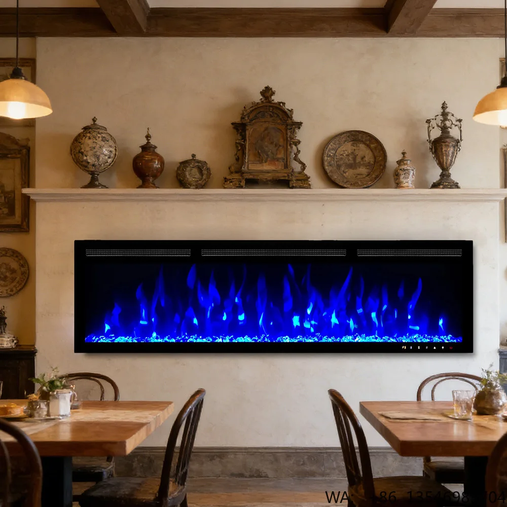 Multicolor Flames Timer Remote Control Overheating Protection Electric Fireplace Heater for Living Room