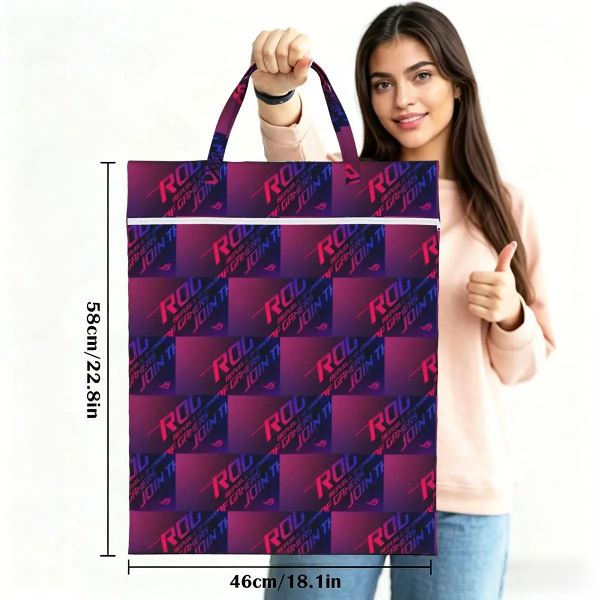 Join The Republic Of Gamers Rog Asu Travel Laundry Bag Waterproof Reusable Dirty Clothes Pouch Gym Yoga Camping Washing Basket