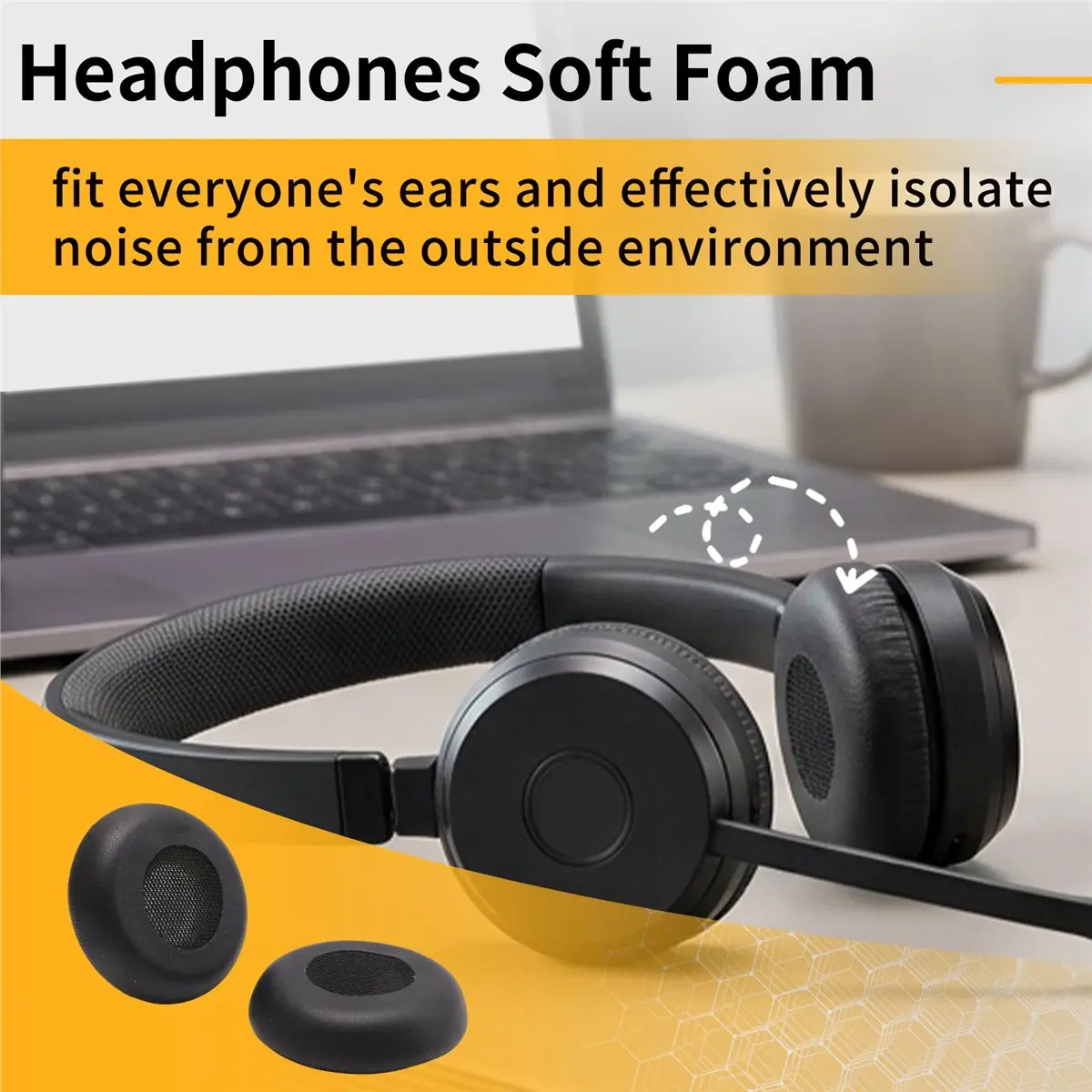 #57I Consumer Electronics,1Pair Sponge Ear Pads Cushion Cover Earpads Replacement (Black)