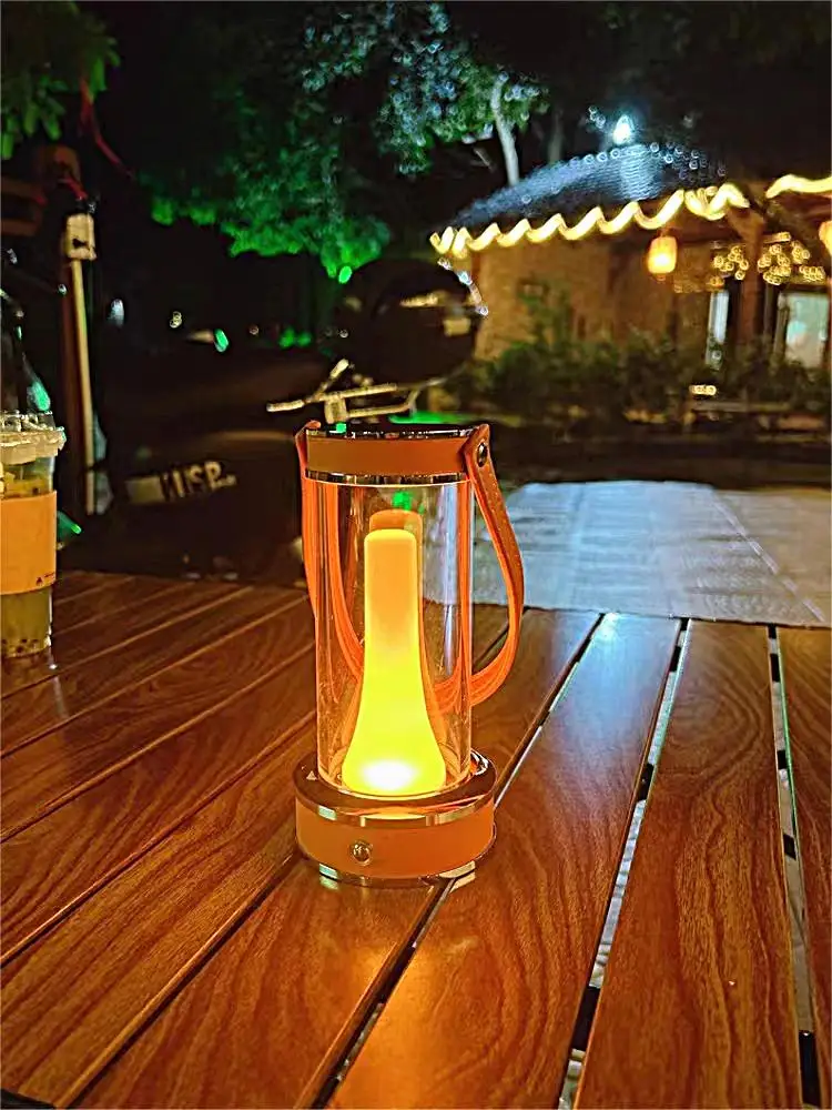 New Hand Touch Three Color Light Outdoor Camping Lamp Charging Portable Atmosphere Night Lamp Christmas New Year Small Gifts