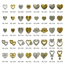 100pcs/lot 3D Alloy Gold Hollow Love Heart Cross Rivets Studs Metal Manicure Nail Art Accessories DIY Nail Decoration Charms