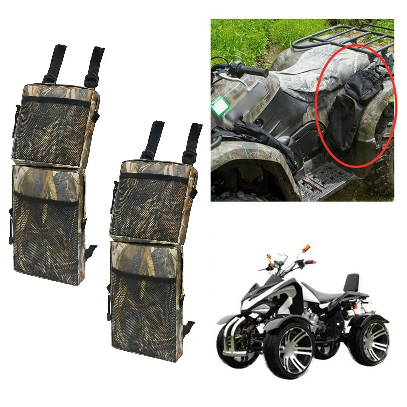 ATV Fender Bag Hunting Organizer Universal Saddlebag Rear Storage Tool Bag Multi Purpose Rear Pack for Snowmobile ATV
