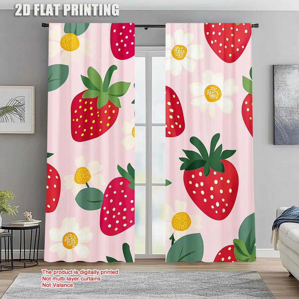 

2pc, Drapes Strawberry Flower Protecting Privacy Wall Decor Suitable for All Occasions decorate