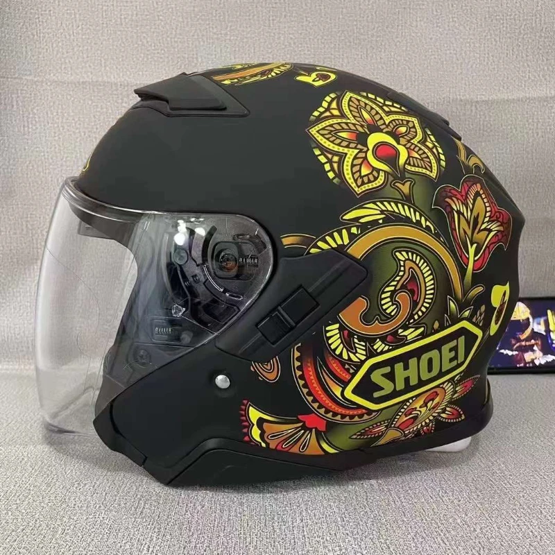 Shoei J-Cruise II CURIOUS TC-10 Jet-Helm 3/4 Offener Helm für Männer und Frauen mit Doppellinsen Jet Retro Roller Motorrad Halbhelme