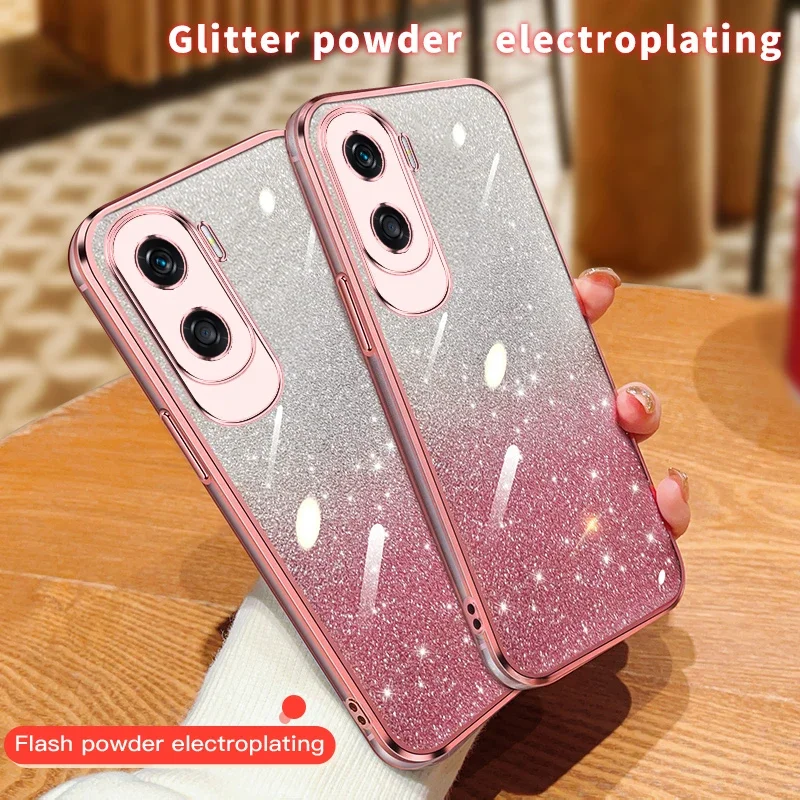 Glitter Brilliant Sticker Case for Honor X9 90 Lite X8B X7A X6 X8 5G 70 X7 X8A X9A X9B Magic 5 6 Lite X40 X50 Plating Cover