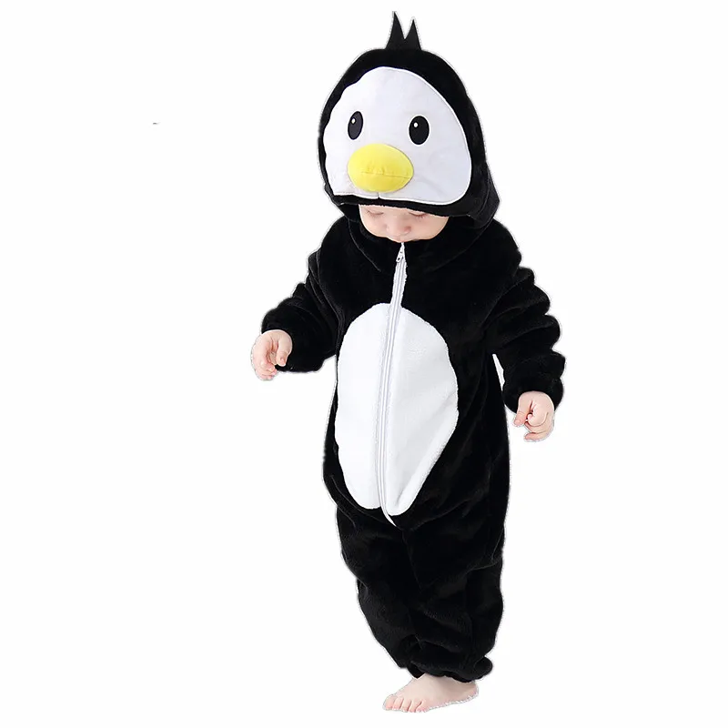 Unisex Monkey Animal Hooded Bodysuit Flannel Winter Pajamas Halloween Girls Boys Role Play Bodysuit