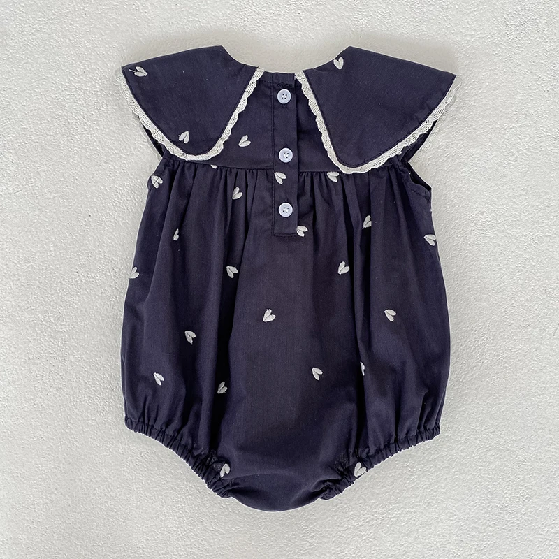 2026 Neuer Sommer Neugeborenen Baby Mädchen Strampler 0-24M Baby Mädchen Kleidung Ärmellos Baumwolle Herz-Print Baby Mädchen Einteiler – Detail 3