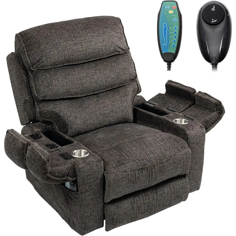 

Oversized Power Recliner with Heat, Massage, and Extended Footrest for Tall Adults and Elderly