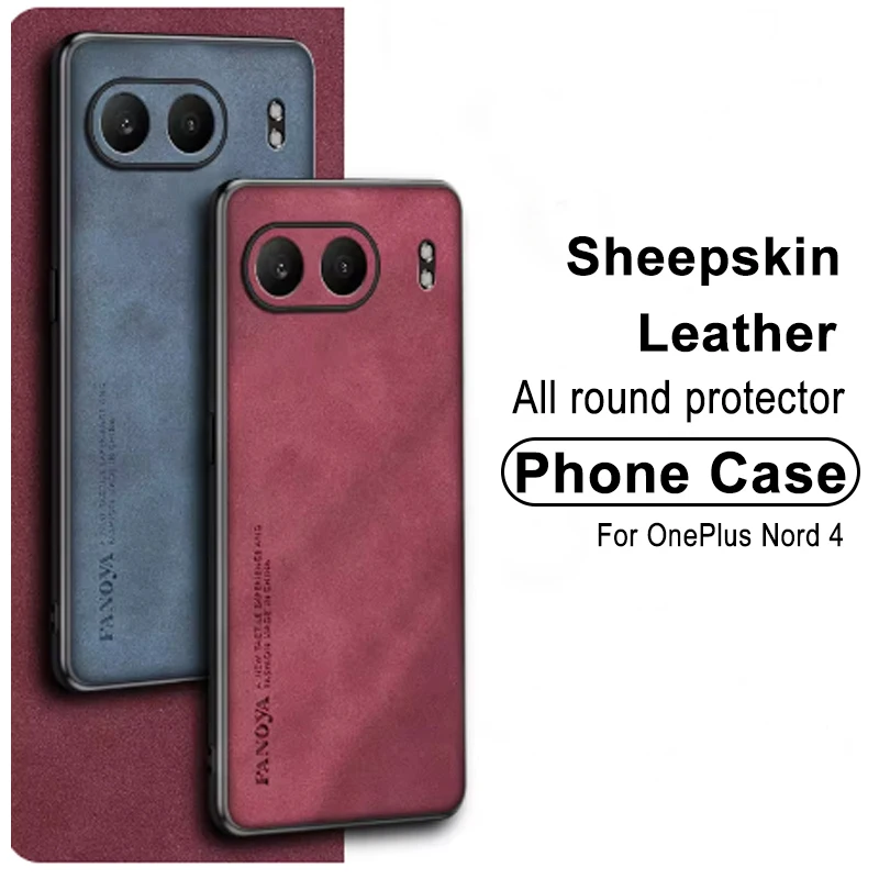 1＋Nord 4 Sheepskin Leather phone case For OnePlus Nord 4 5G Coque One Plus Nord 4 nord4 shokproof All Lens protector Back cover