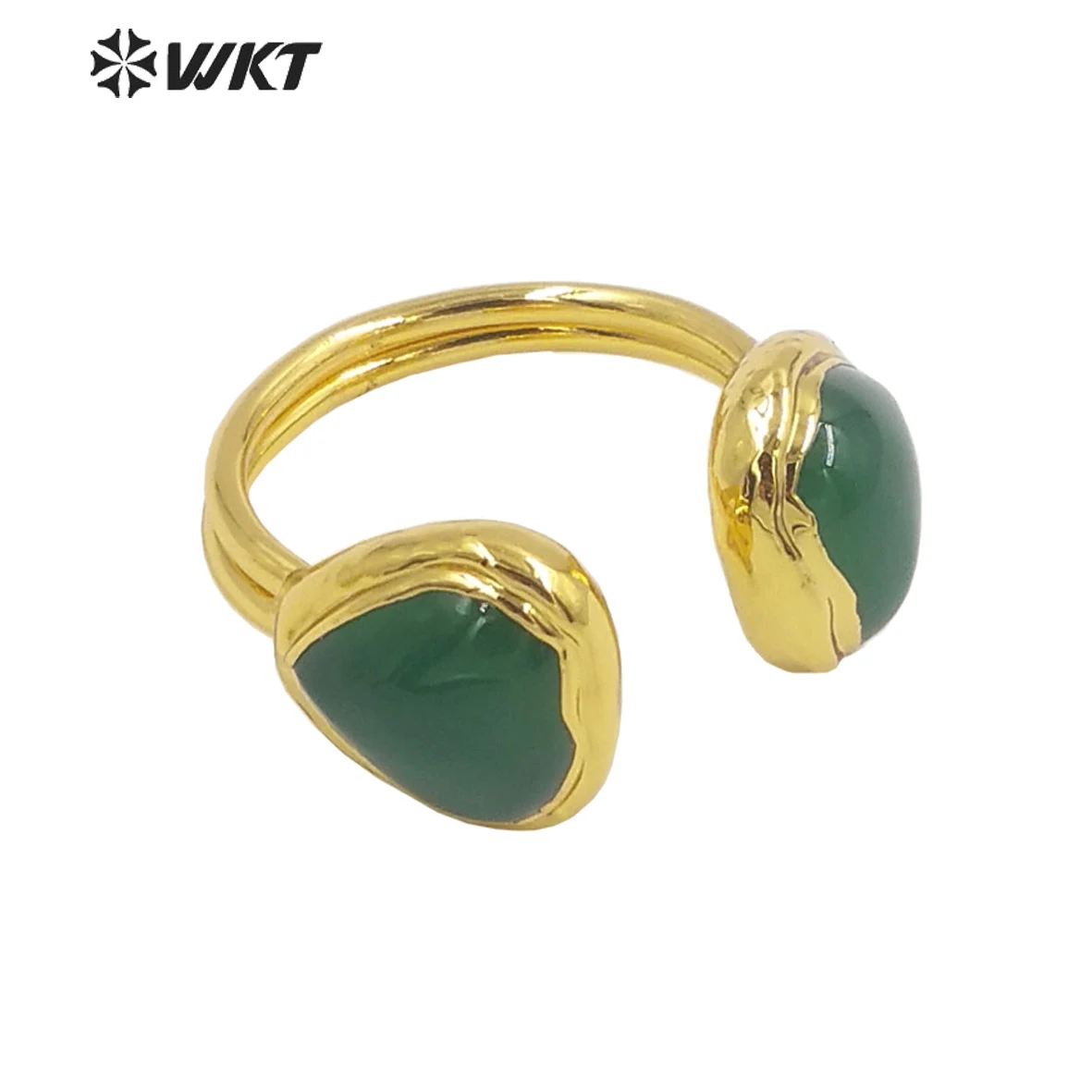 

WT-R430 Amazing Double Heart Stone Party Ring 18k Real Gold Plated Lovely Women Jade For Friend Birthday Gift