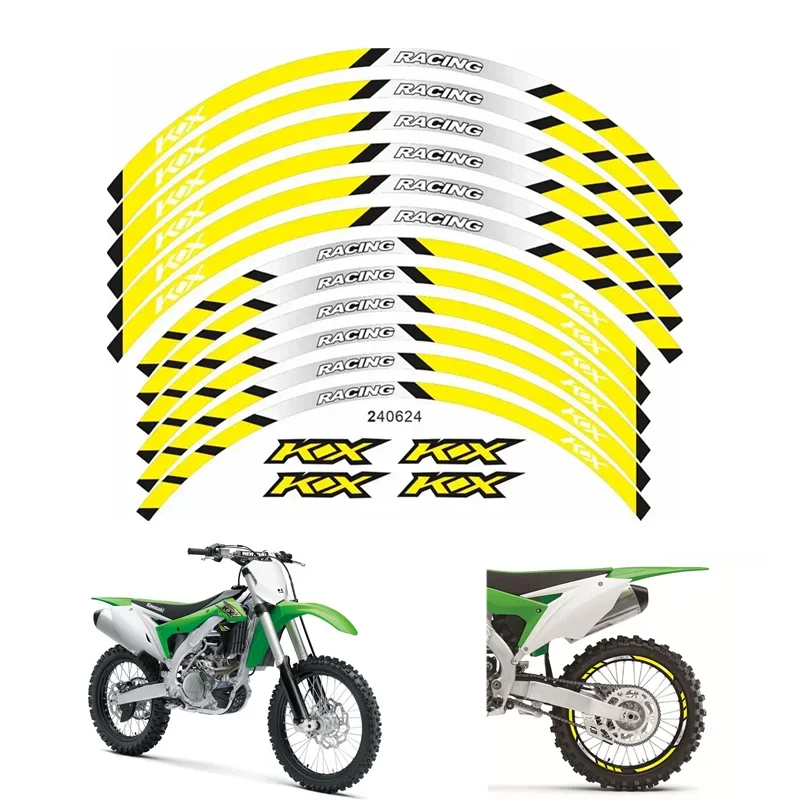 For Kawasaki KX 450 250 250F 450F 85 125 100 50 550 60 65 80 85  Motorcycle Parts Contour Wheel Decoration Decal Sticker - F