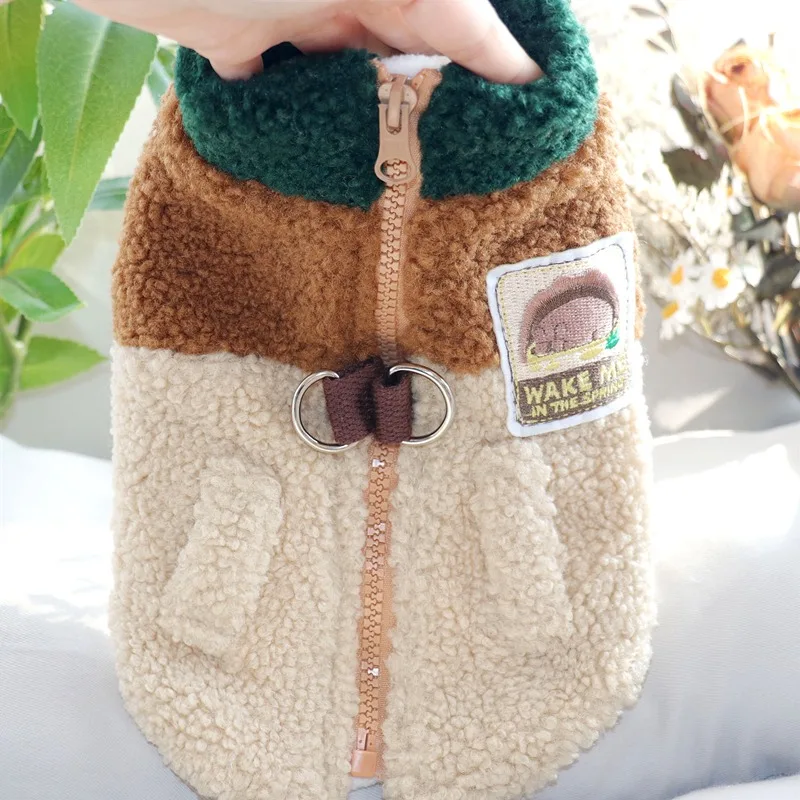 

Wool Grain Colorful Teddy Vest Winter Puppy Clothes Bichon Warm Jacket Small Dog Winter Traction Jacket