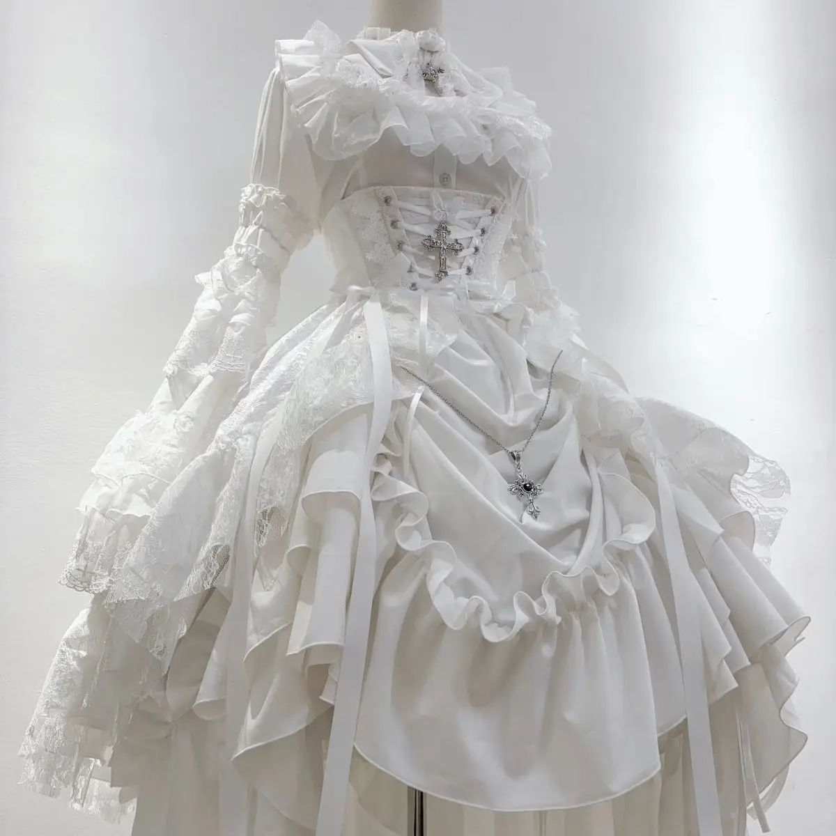 Coalfell [viaje prohibido] manga trompeta estilo gótico cubierta de cintura falda tirando Lolita Retro precioso Coswear