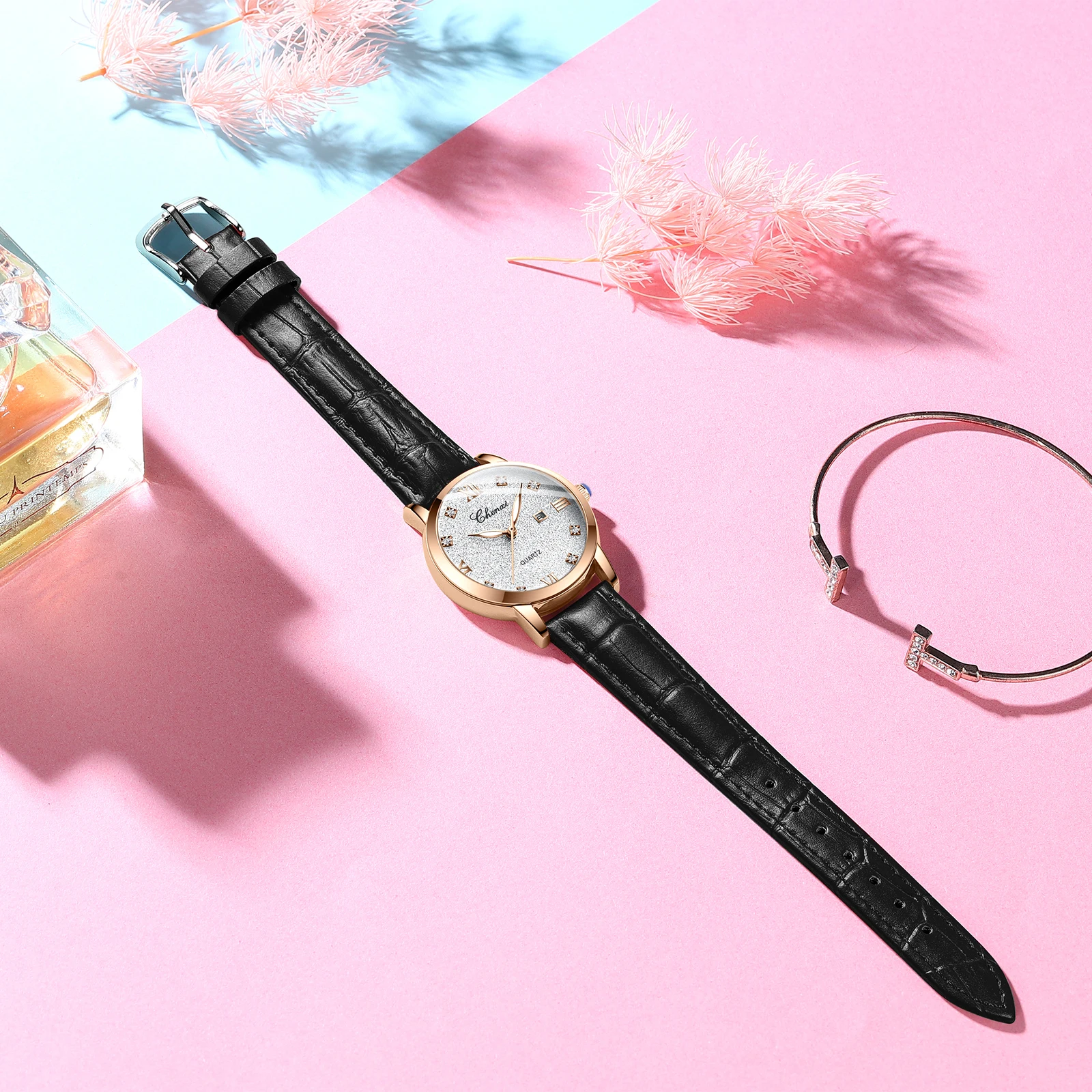 CHENXI 302 reloj de cuarzo con esfera de estrella de alta calidad de lujo, correa de cuero de moda, relojes de pulsera para mujer, reloj para mujer