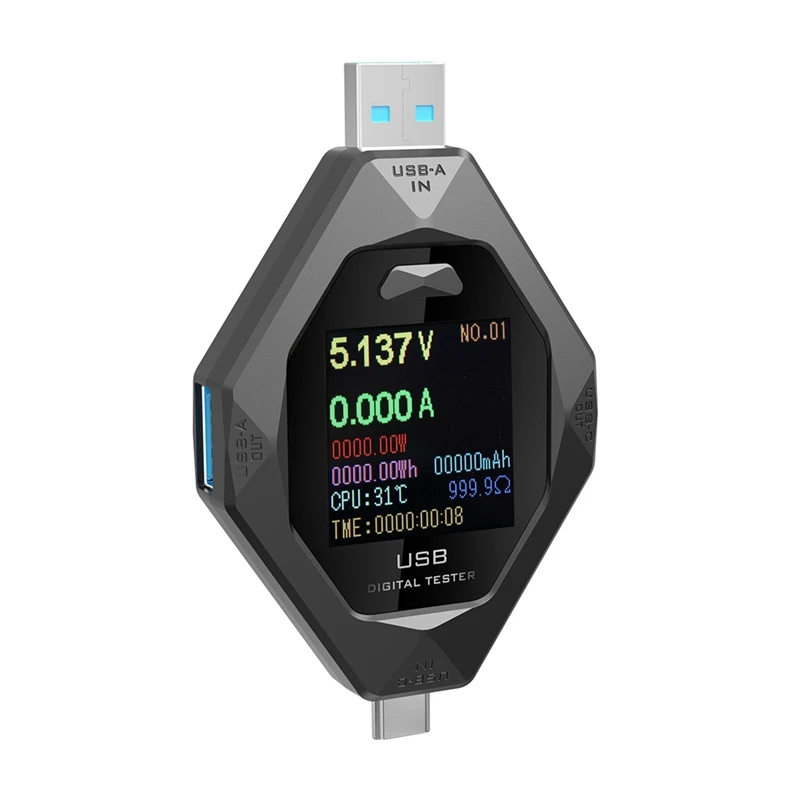 

Type-C Tester Digital Smart Voltmeter Battery Capacity Detection Current Voltage Tester Fast Charging Power Detector