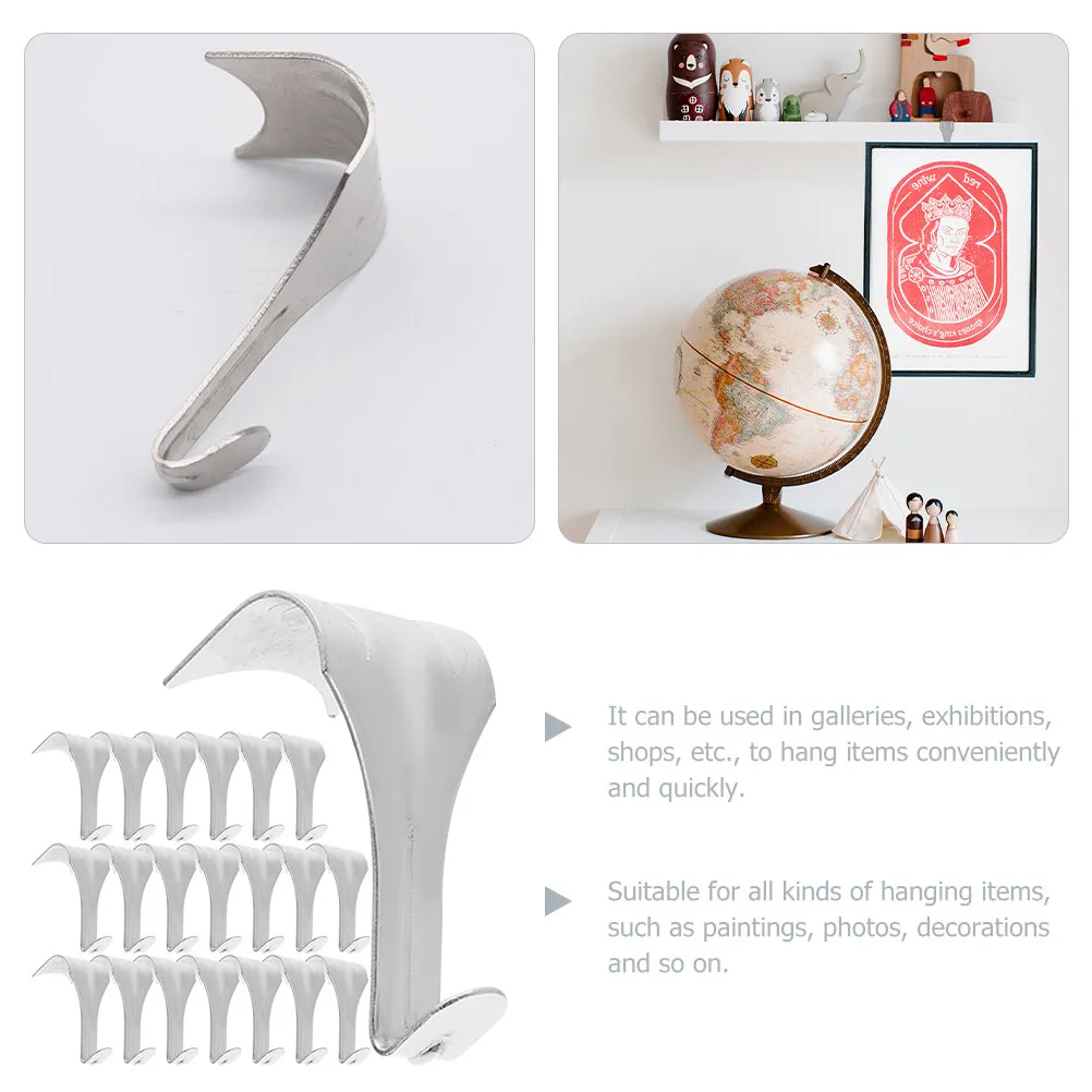 20Pcs S Shape Picture Rail Hooks Heavy Duty Rail Molding Hanging System Wall Hangers for Photos Paintings Decorations