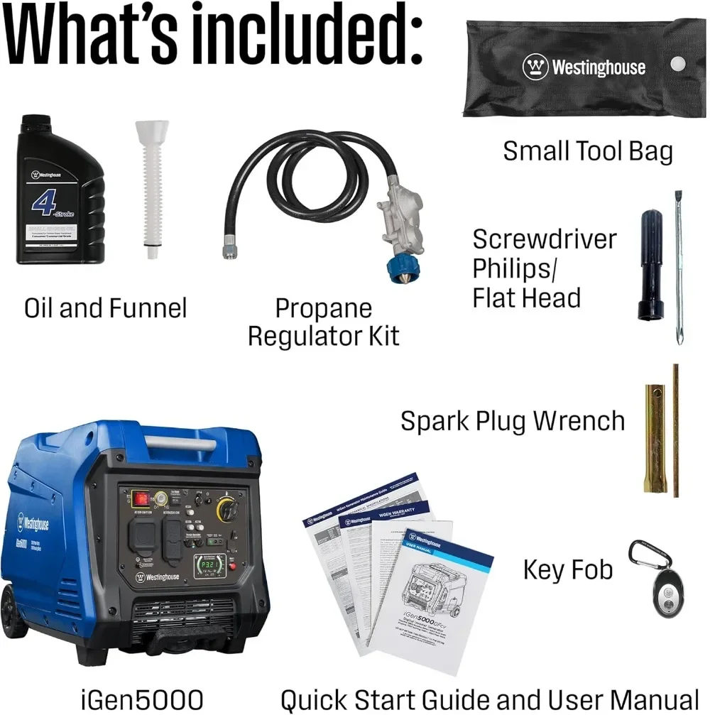 Outdoor Power Equipment 5000 Peak Watt Super Quiet Portable Inverter Generator, with Wheel & Handle Kit, RV Ready, Gas Powered