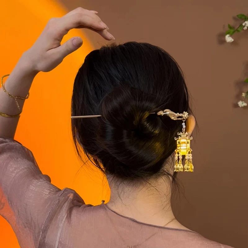 VANIKA New Ancient Style Hairpin Chinese Palace Lantern Hair Sticks Ornament Elegant Retro Tassel Headpieces ACCESSORI FOR GIRL