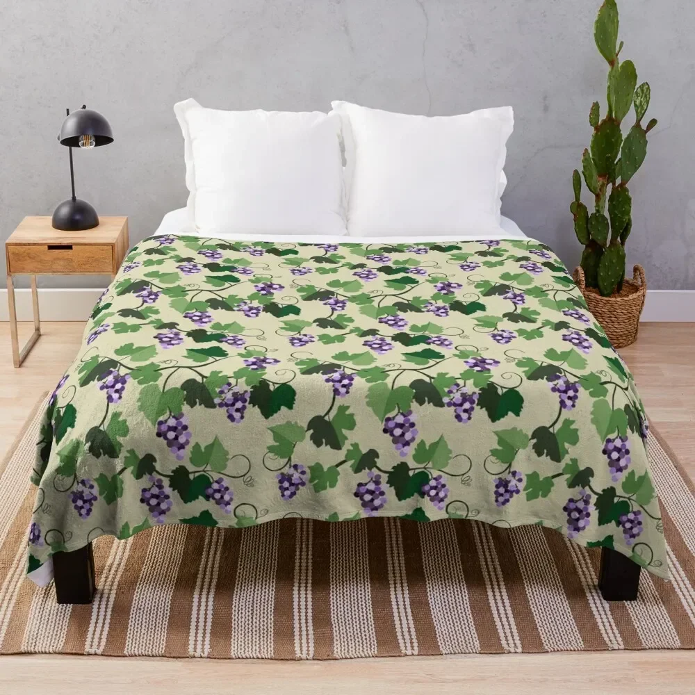 Grape Vine Pattern Throw Blanket Vintage Warm Thermals For Travel Soft Plush Plaid Blankets