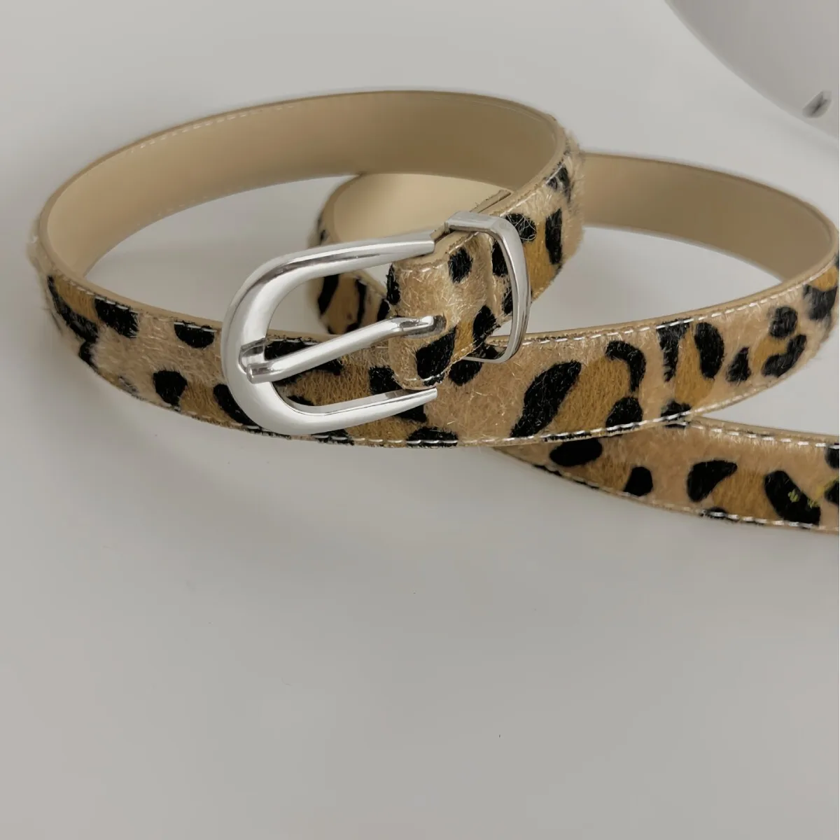 Leopard Print Versatile Fashion Alloy Pin Buckle Decorative Wholesale Horsehair Thin Belt