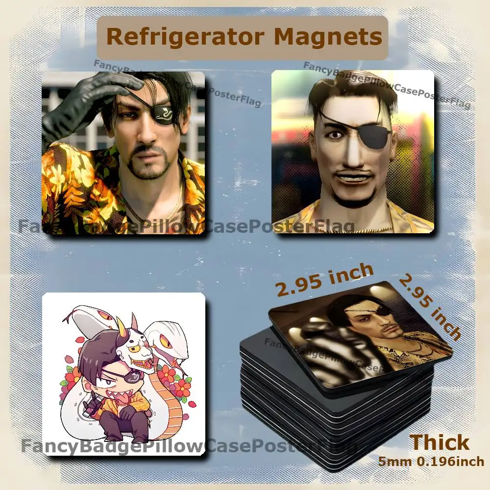 

Majima Goro Y-Yakuza 75mm Frigerator Magnet Square Stickers Personalize Fridge Refrigerator Wall Door Decoration